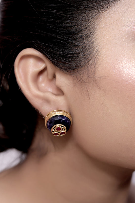 amethyst kundan studs