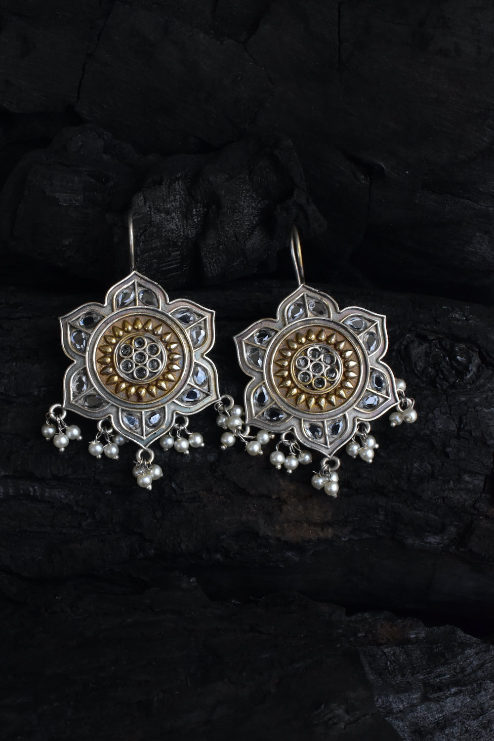 white tribal earrings