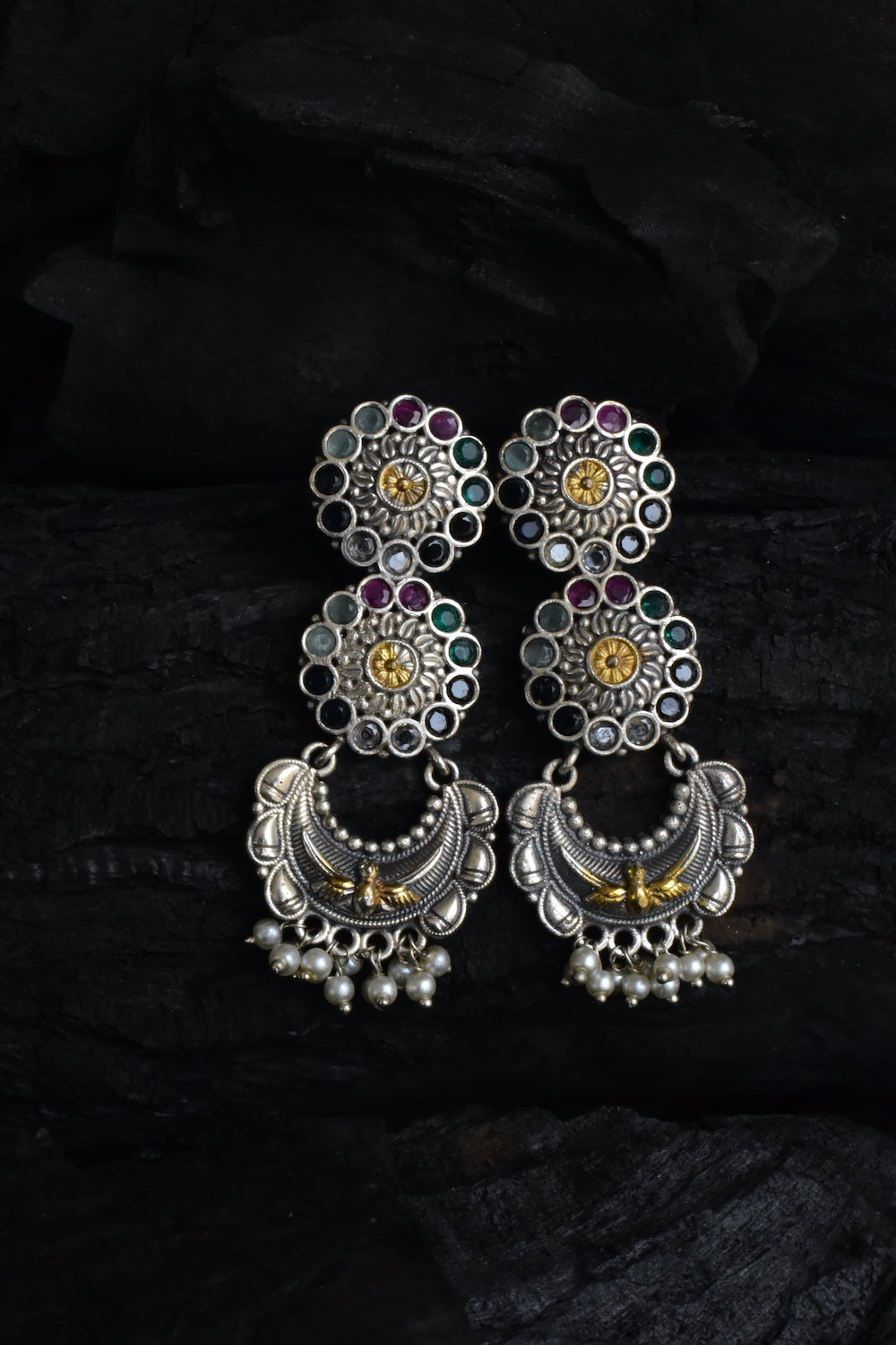 navratna drop earrings