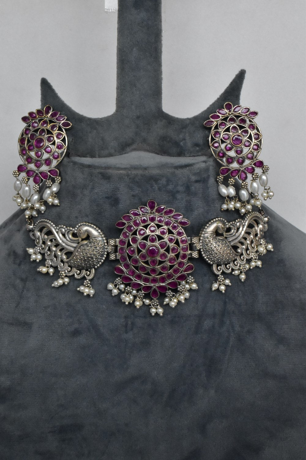 tribal choker necklace earrings set trchnes230039