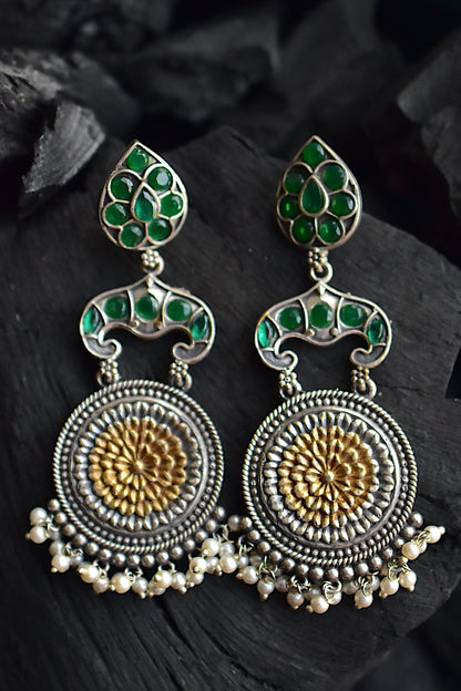 green drop earrings