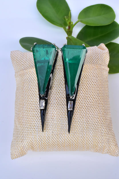 green doublet earrings