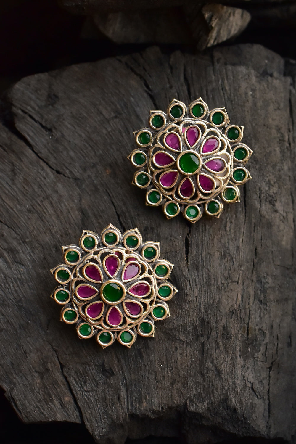 ruby green earrings