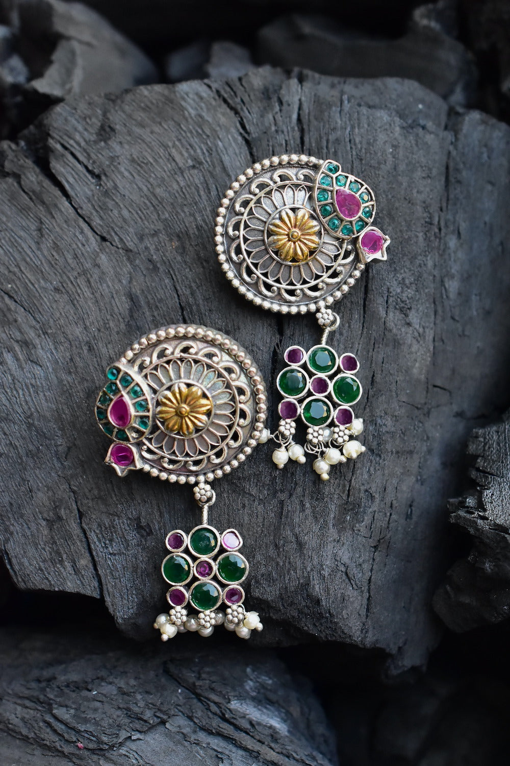 ruby green earrings