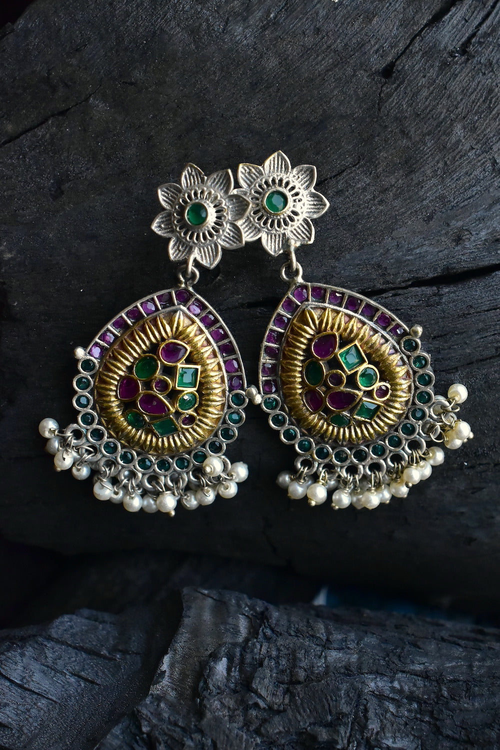 pink green earrings