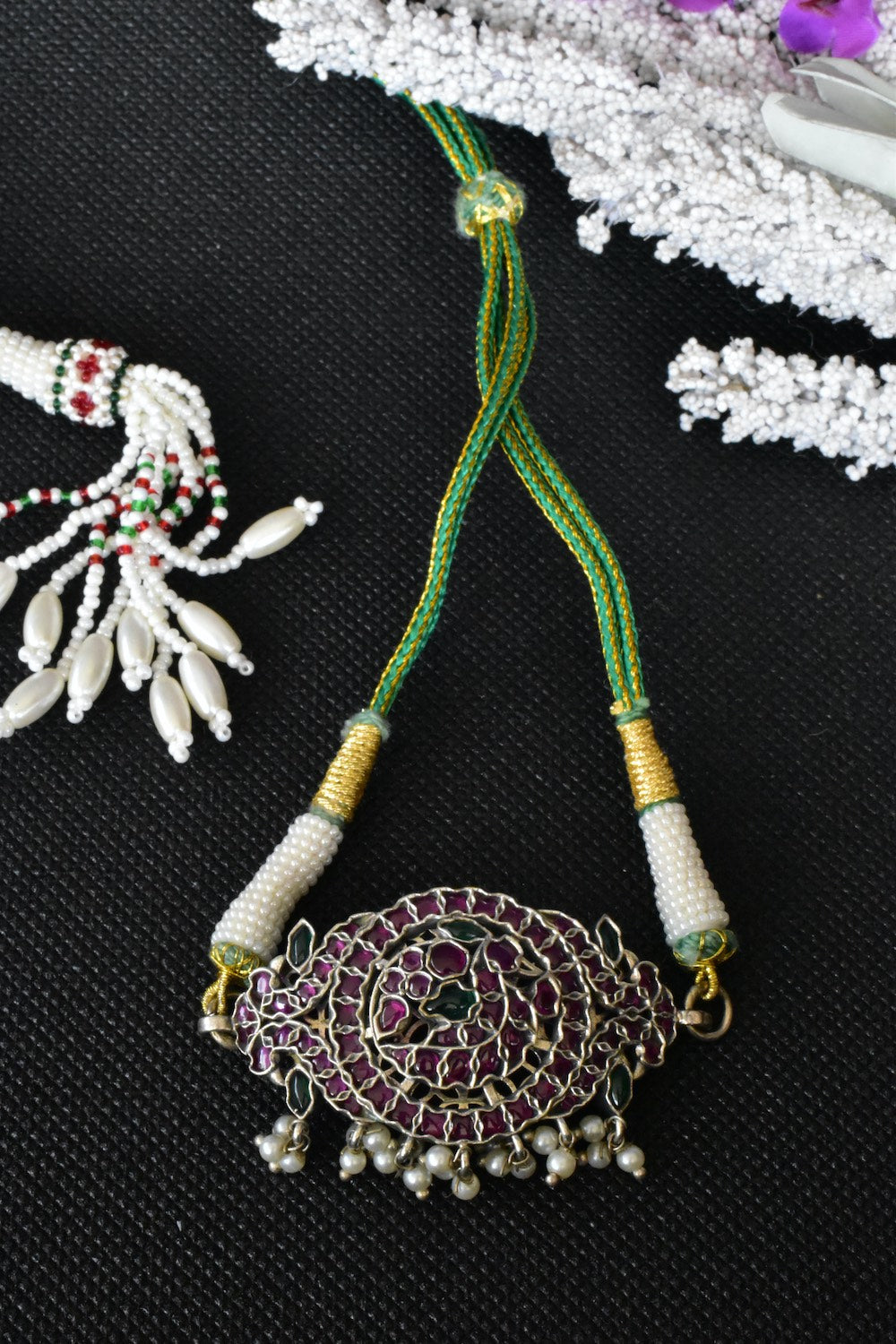 Tribal choker necklace earrings set trchnes230470