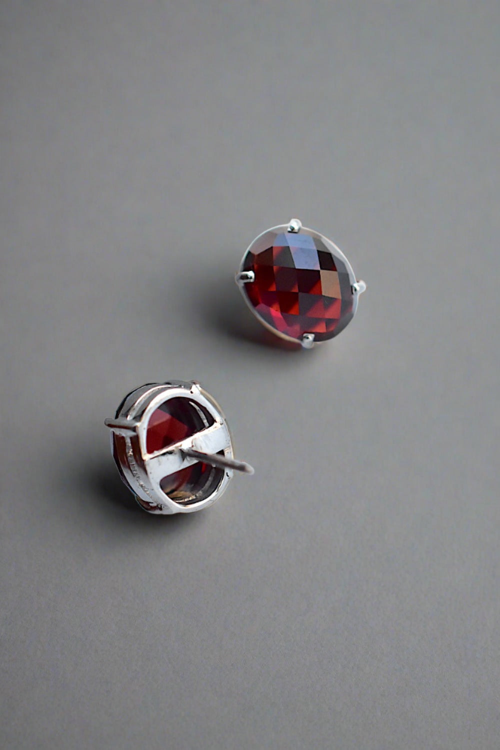 finely cut garnet stone earrings