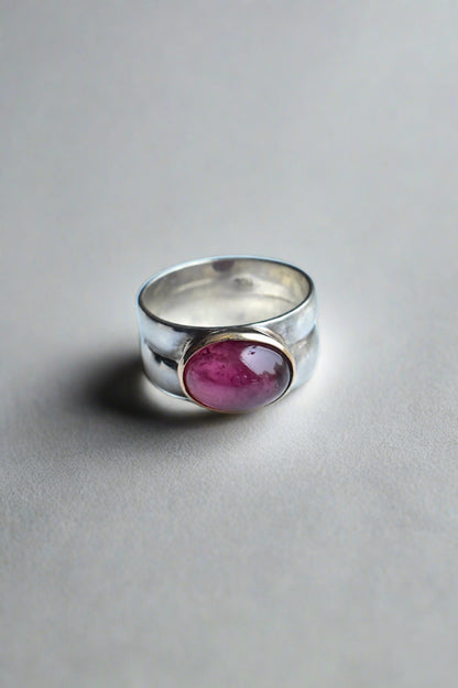 rubellite sterling silver ring