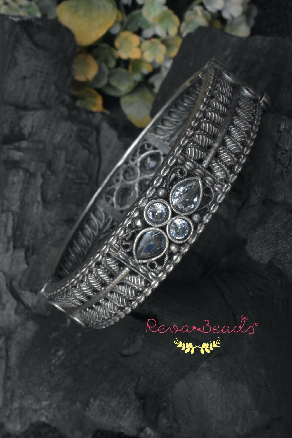 oxidised silver bangle