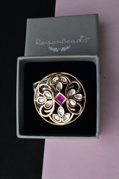 ruby kundan finger ring
