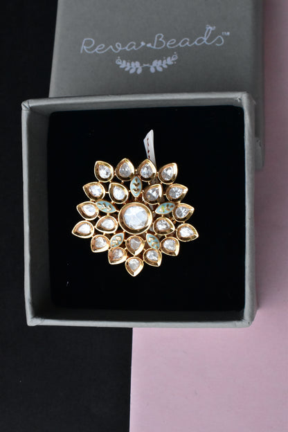 mint kundan finger ring