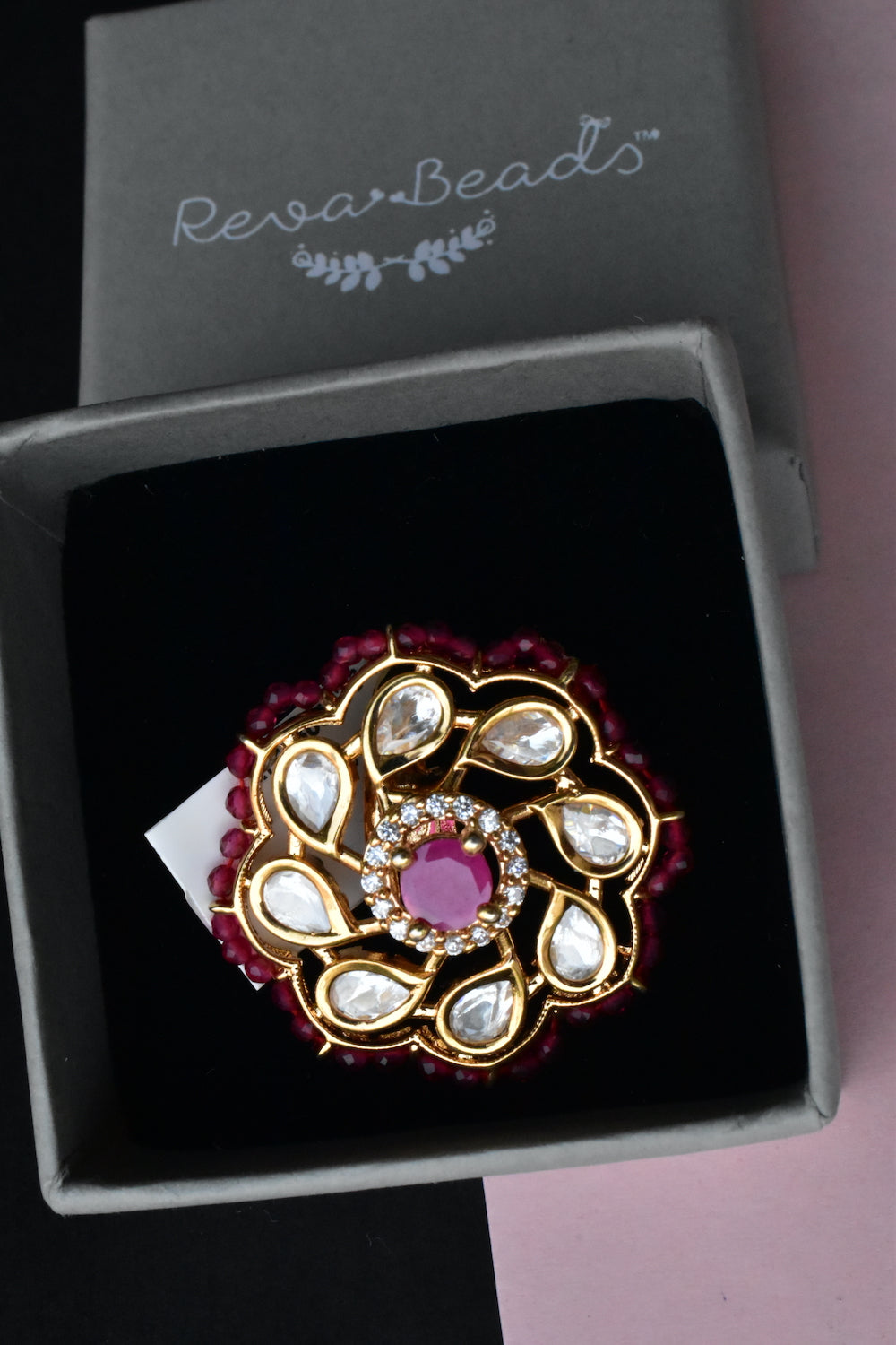 ruby kundan finger ring