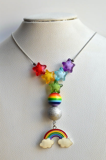 rainbow theme bubblegum bead necklace