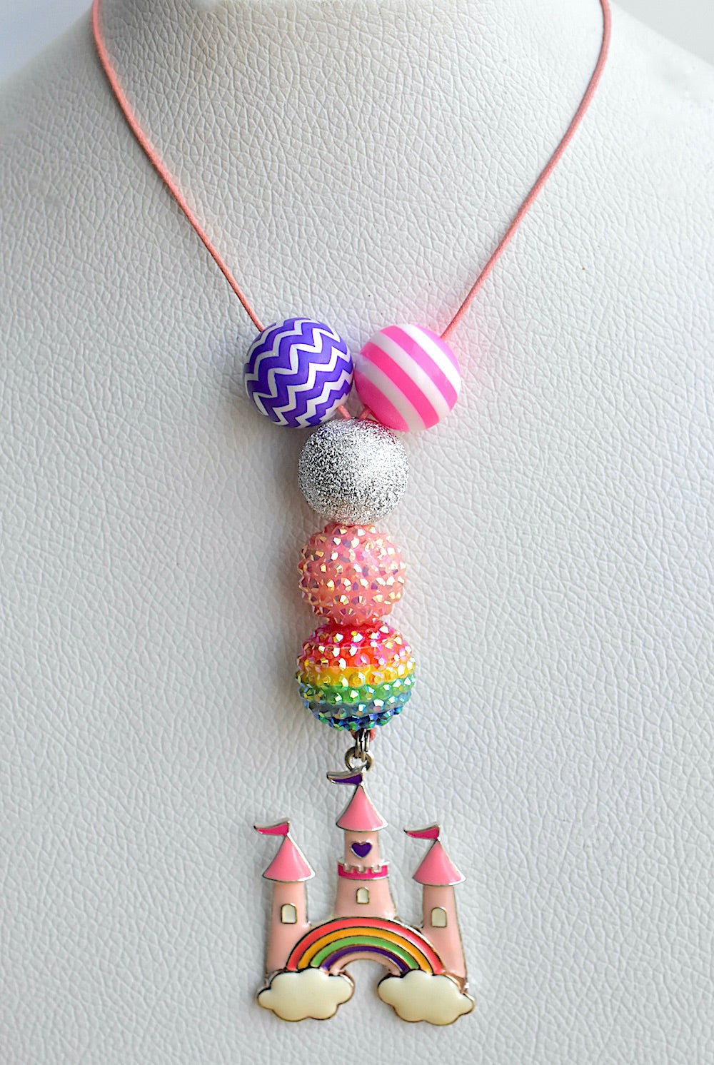 castle bubblegum bead necklace