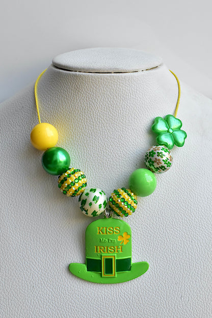 Saint Patrick's Day Theme bubblegum beads necklace bbn231111