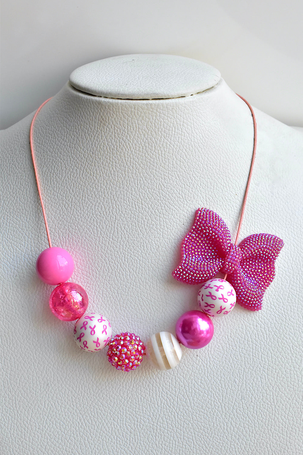 cancer awareness bow necklace