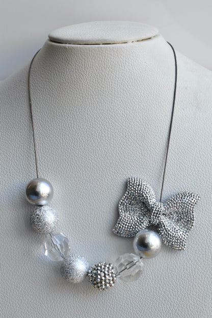 silver sparkle girls necklace