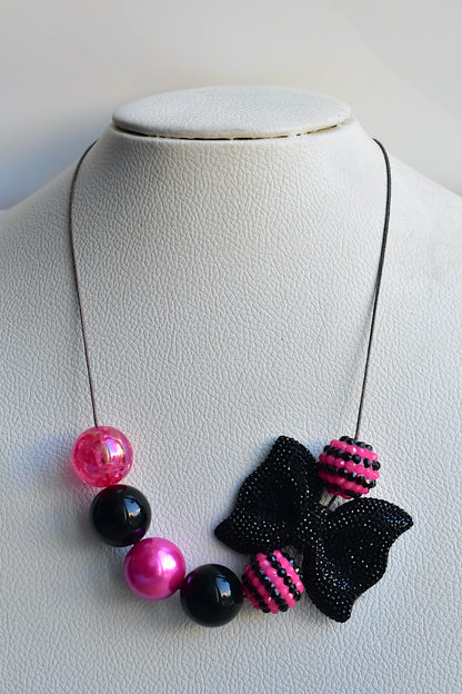 black pink bow necklace