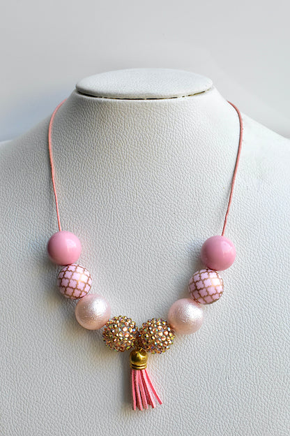 baby pink tassel necklace