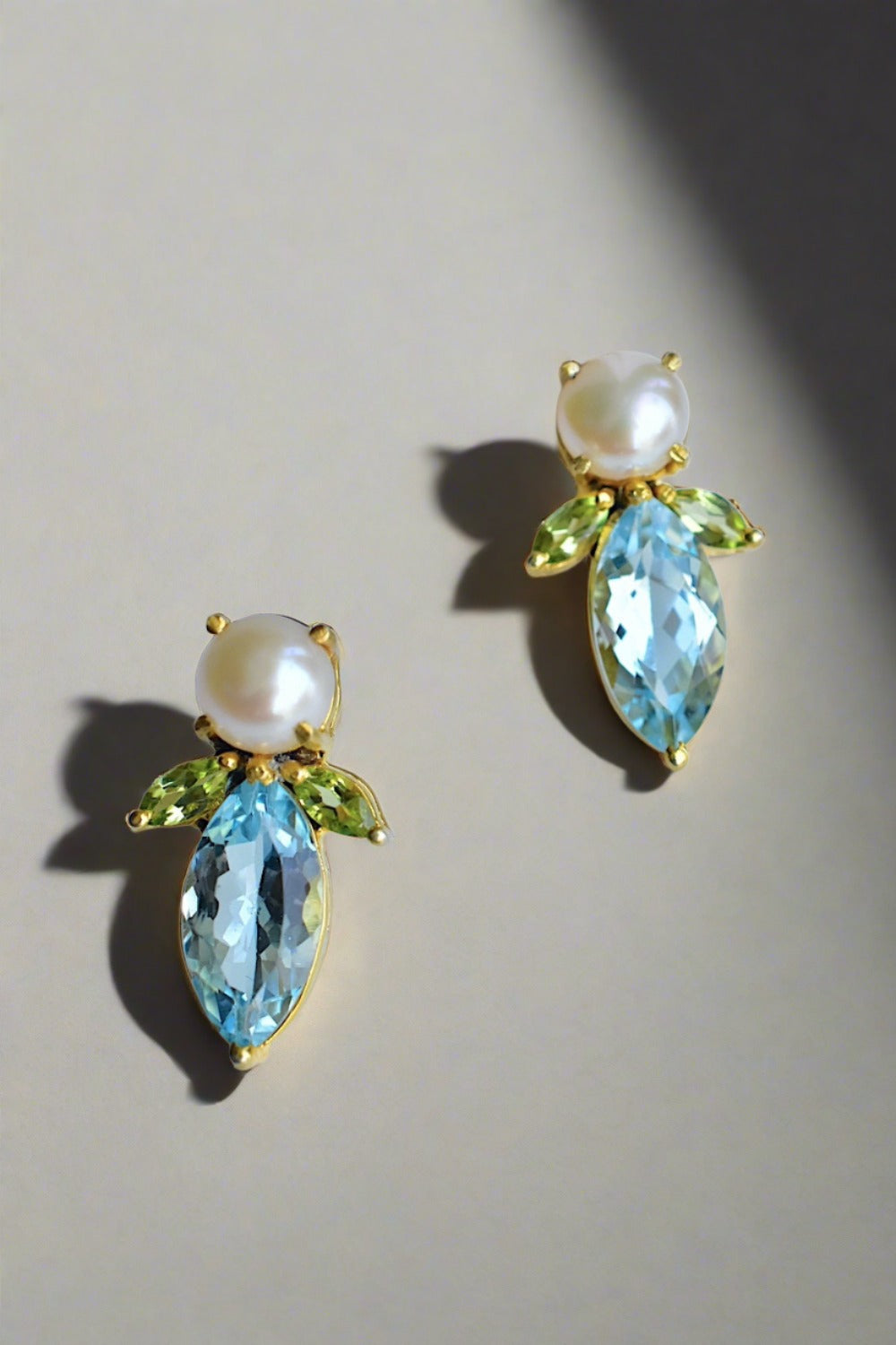 blue topa peridot studs