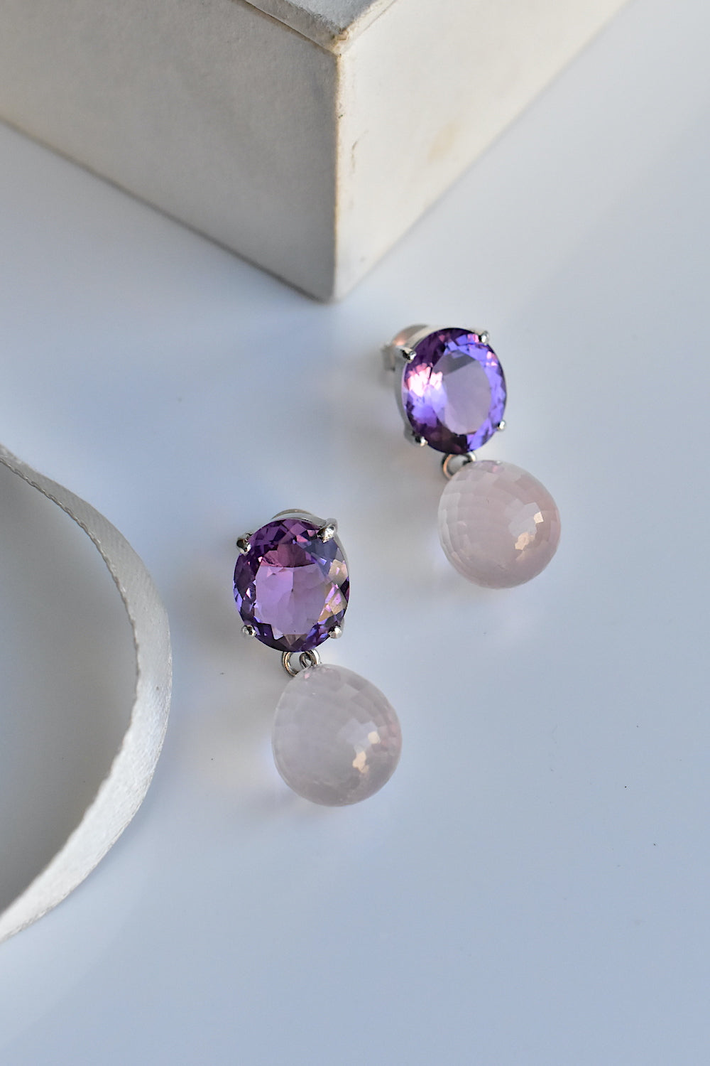 Amethyst Rose Quartz earrings