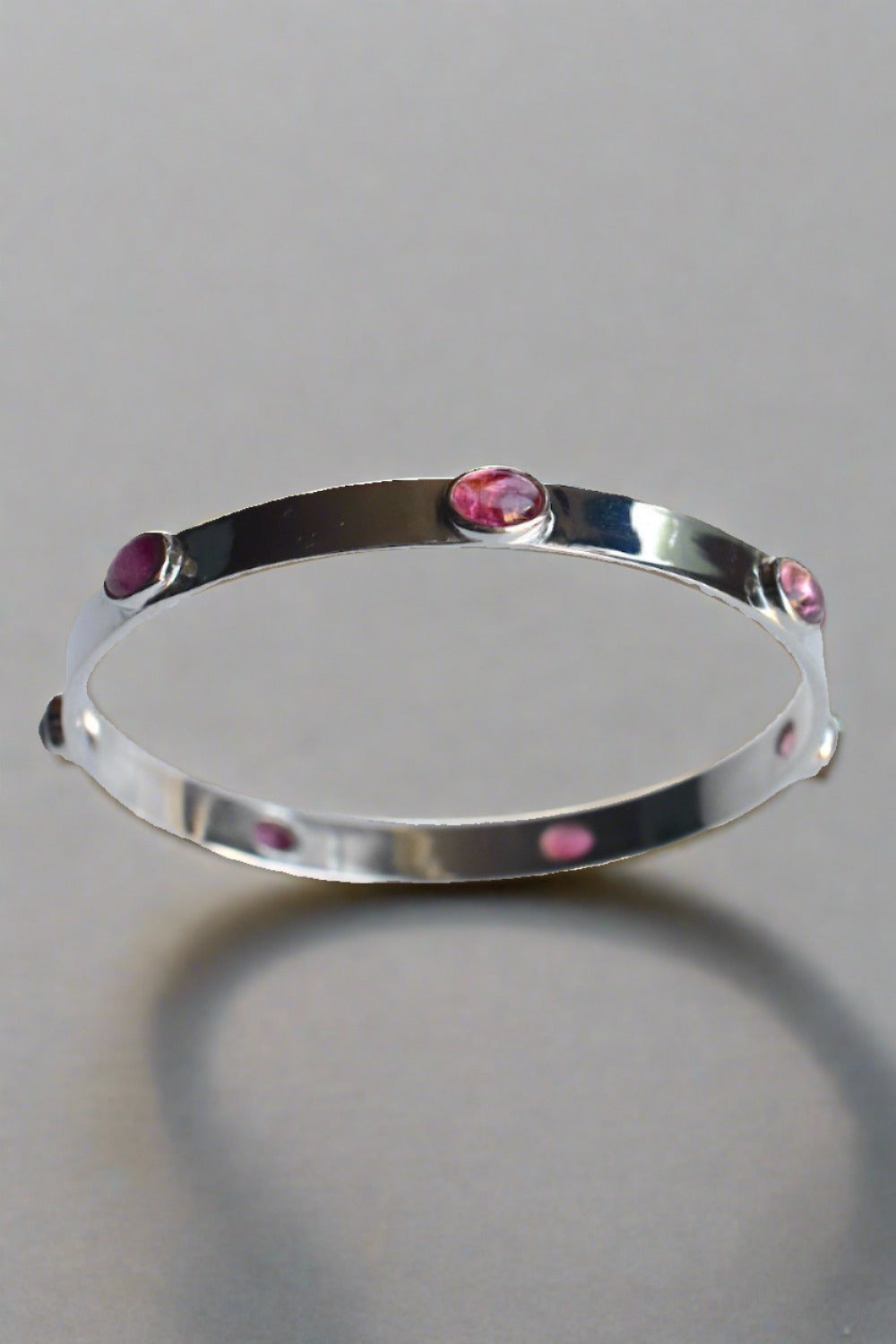 pink tourmaline silver bracelet