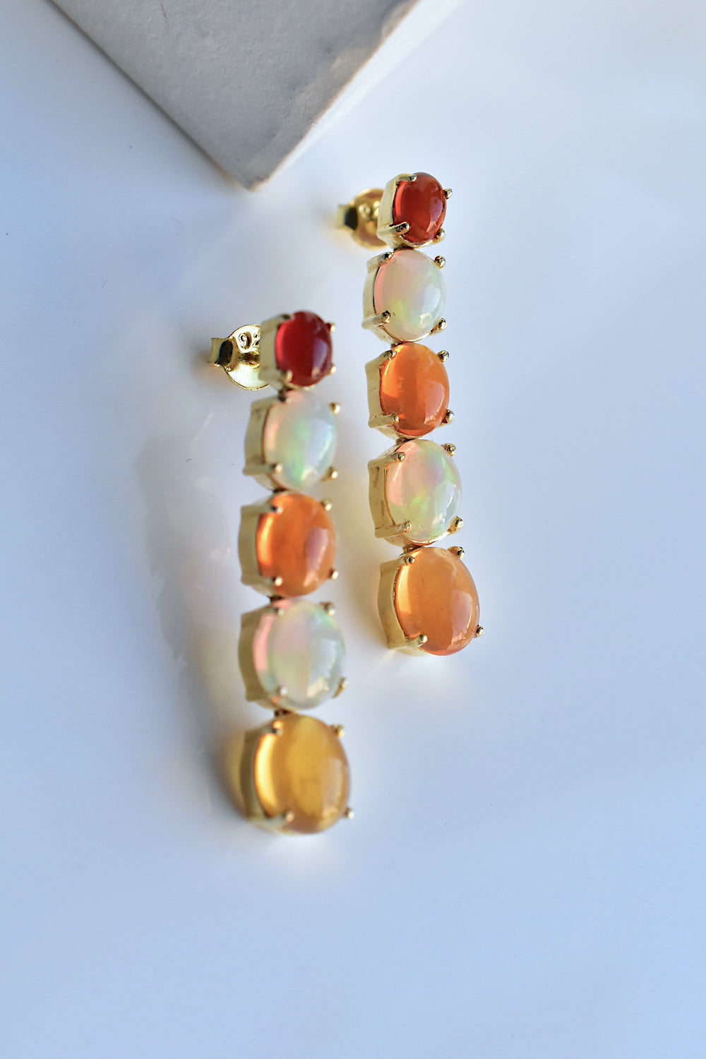 fire opal sterling silver earrings