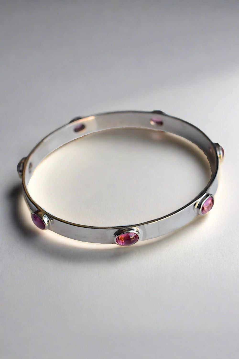 rubellite silver bangle