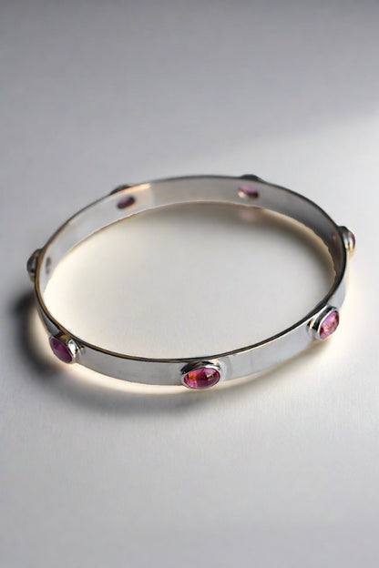 rubellite silver bangle