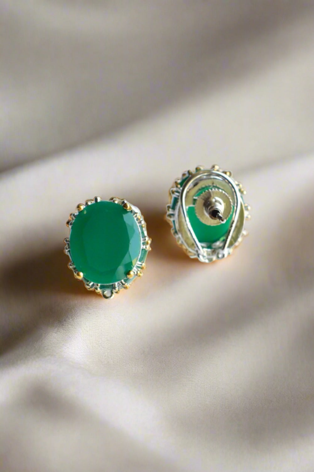 green stud earrings