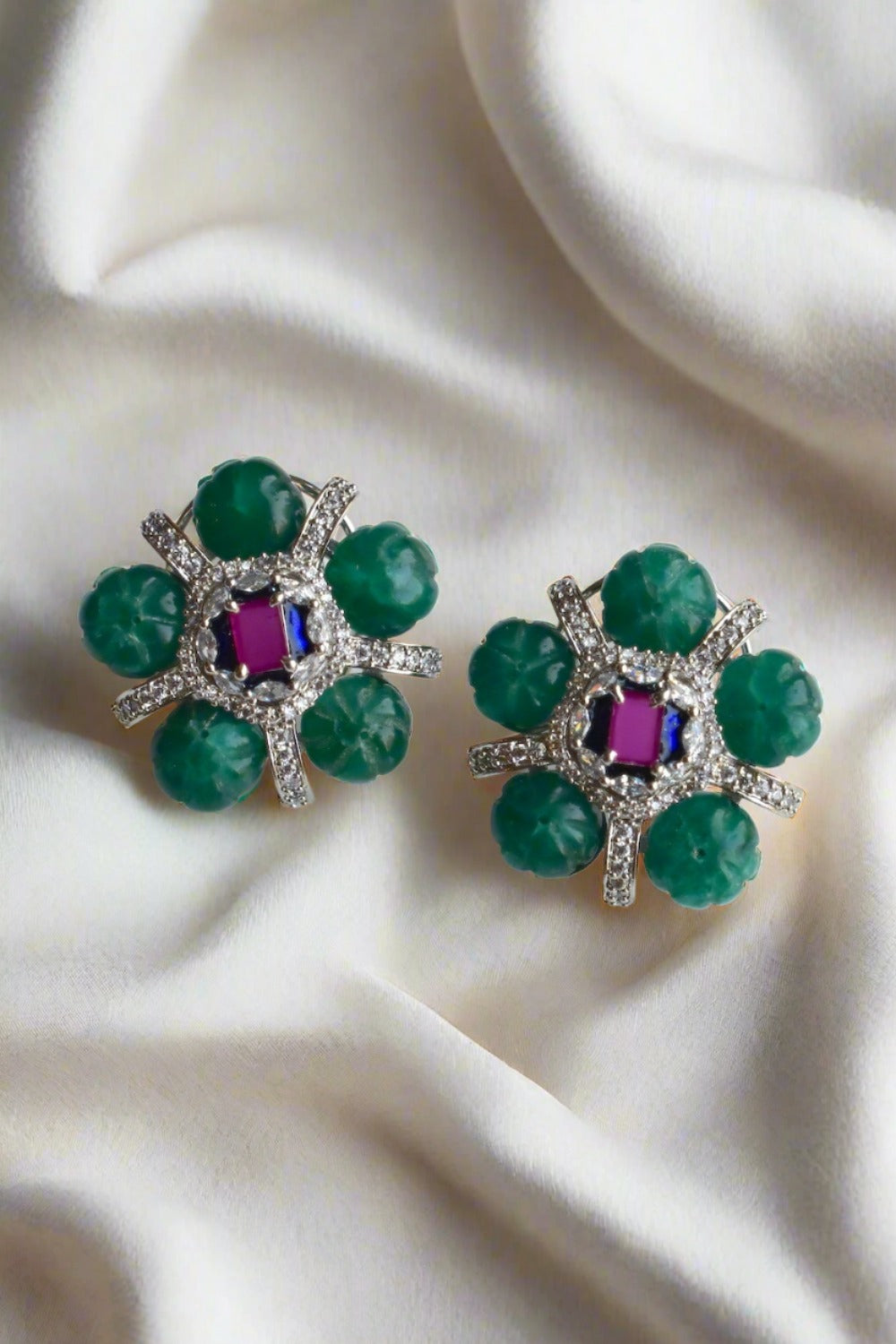 emerald ruby cz studs