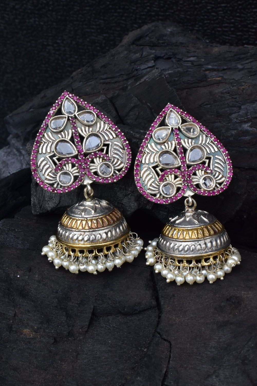 heart shaped jhumkas