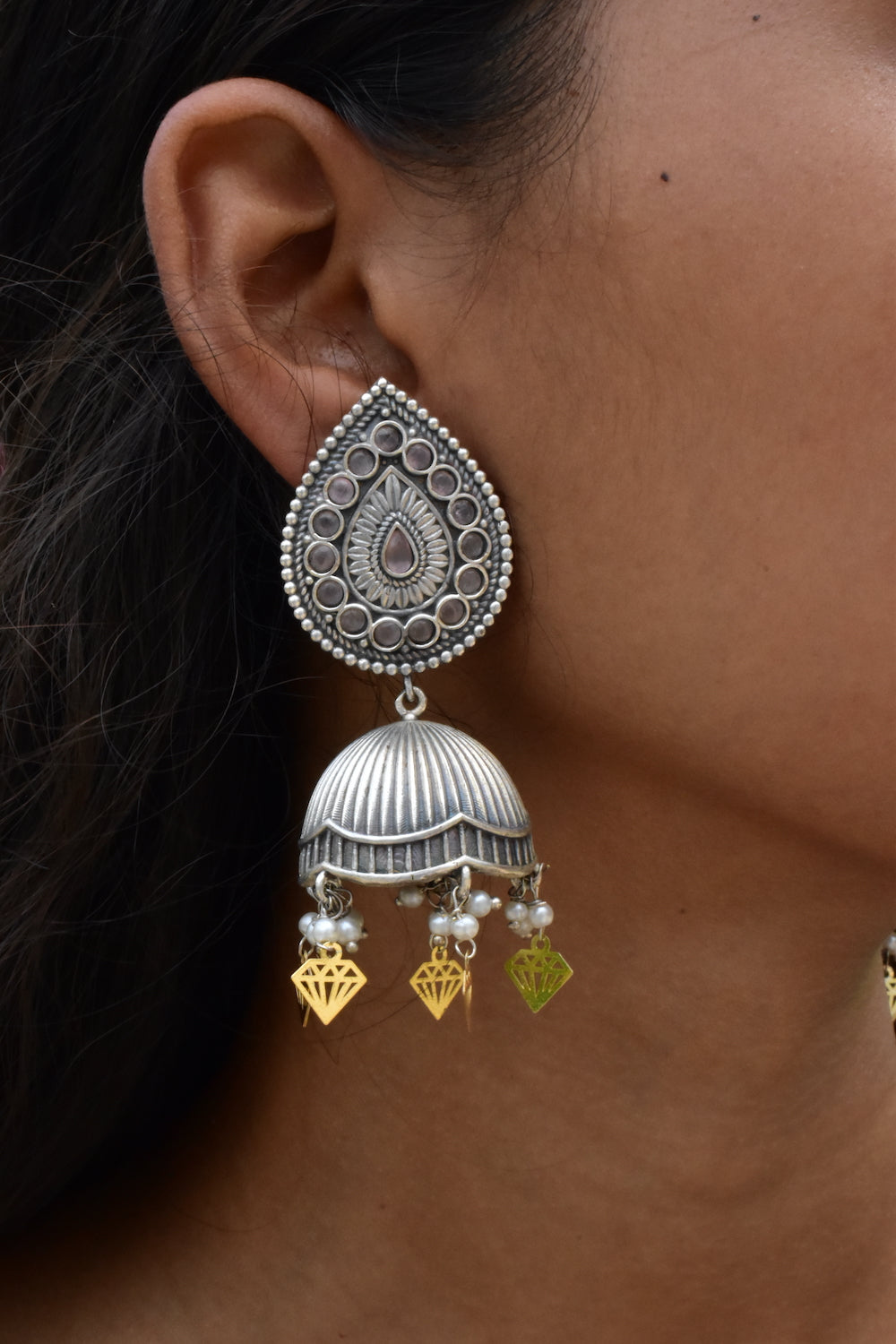 tribal jhumka earrings trje230387