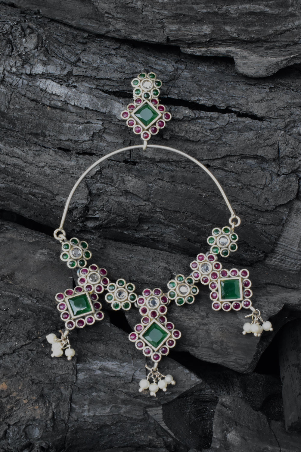 ruby green earring