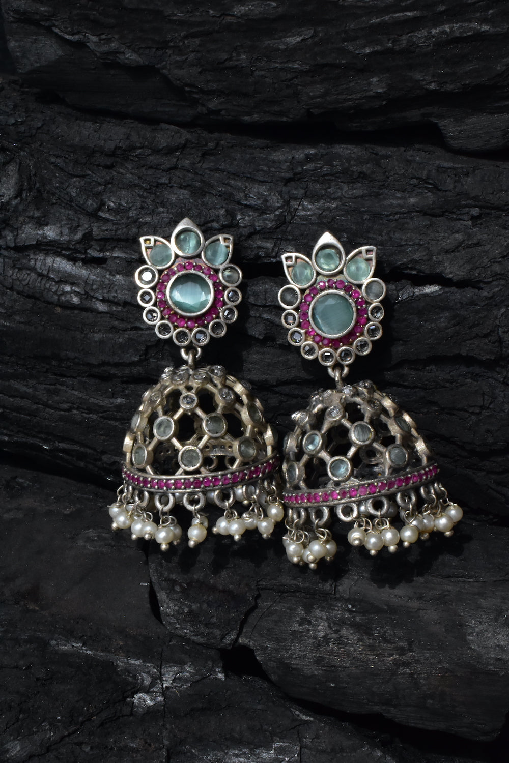 mint ruby jhumka