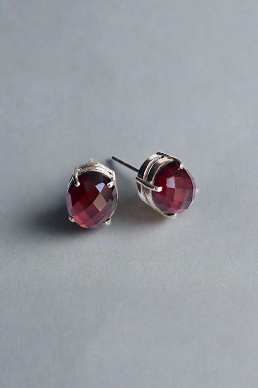 garnet 925 silver studs