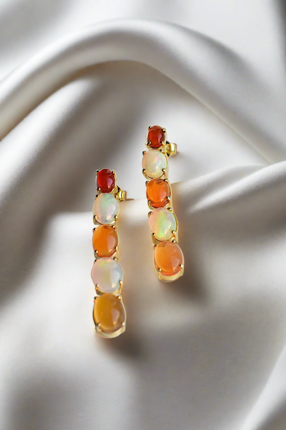 Mexican fire opal silver drop