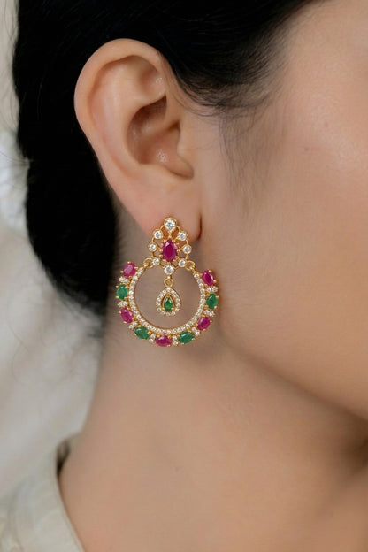 cz chandbali earrings