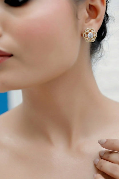 delicate diamond gold earrings