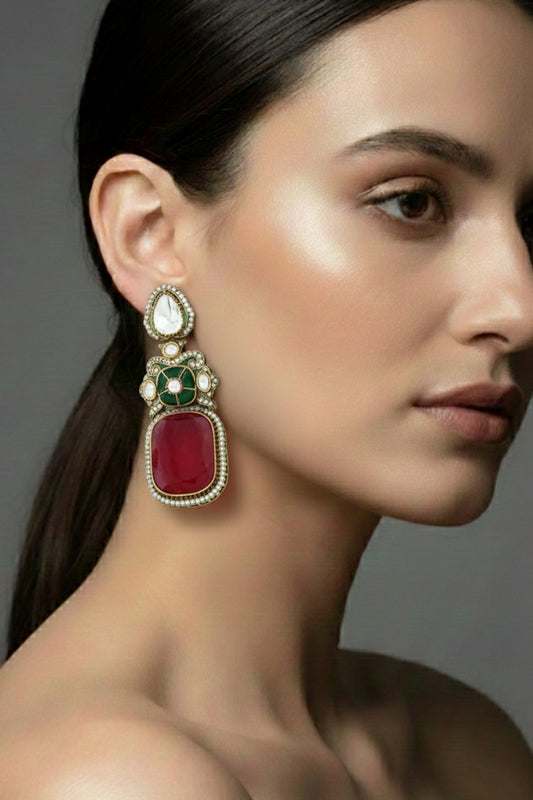 cz kundan doublet pota stone fusion indian jewellery