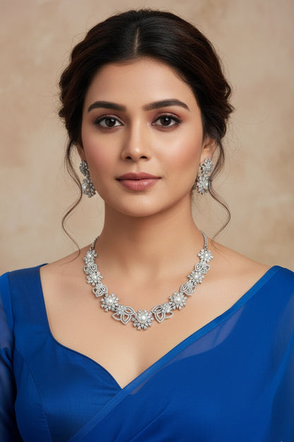 pearl zircon necklace set