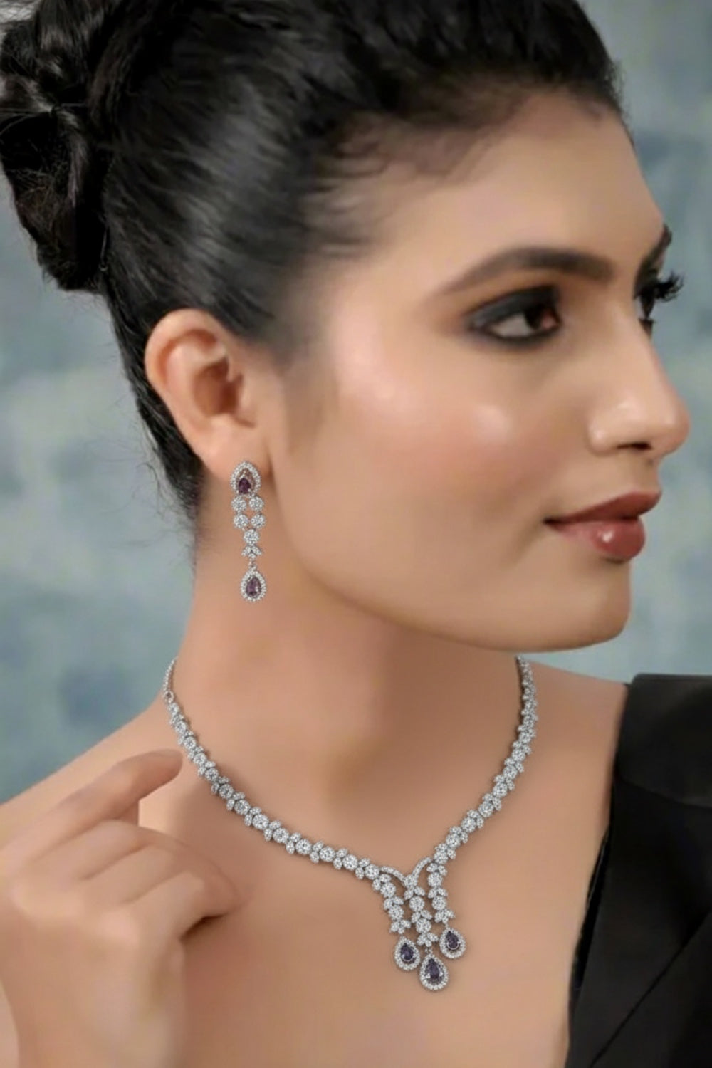 cz necklace earrings set