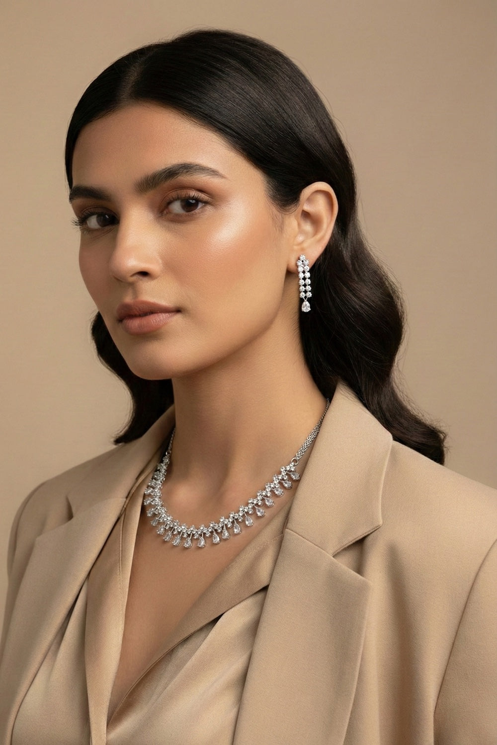 delicate ad necklace earrings set