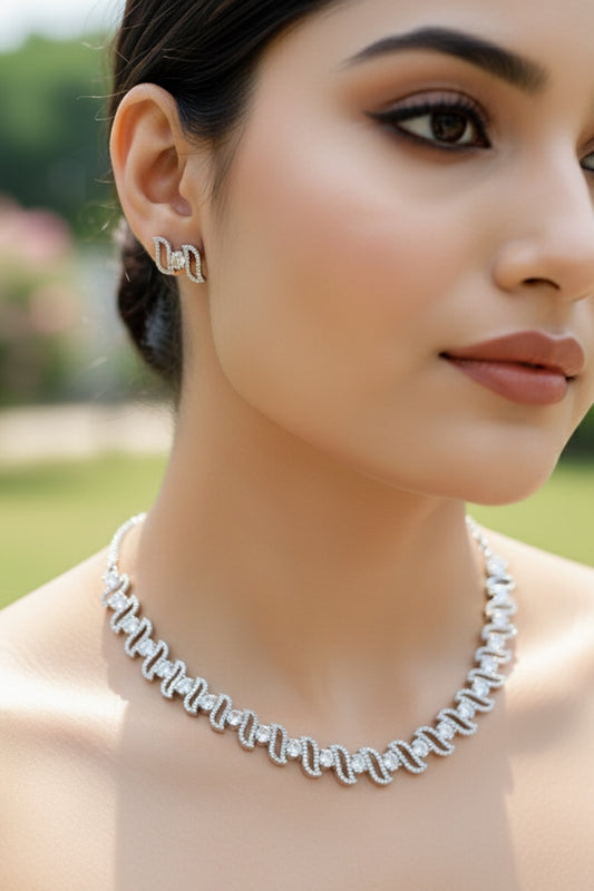 diamond necklace earrings set