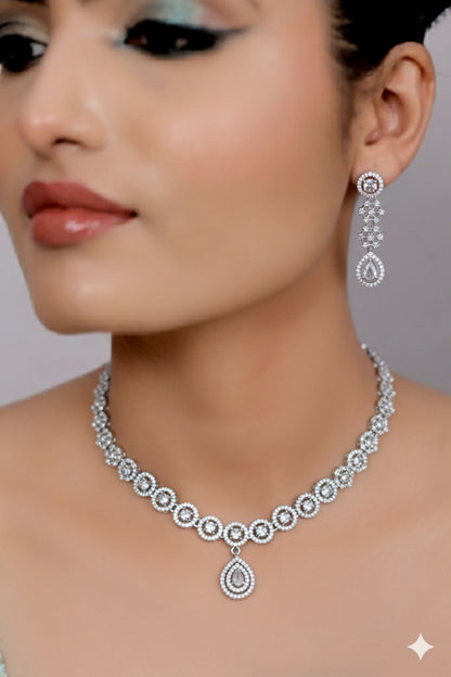 cz necklace earrings set