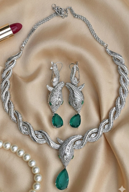 diamond white gold choker set