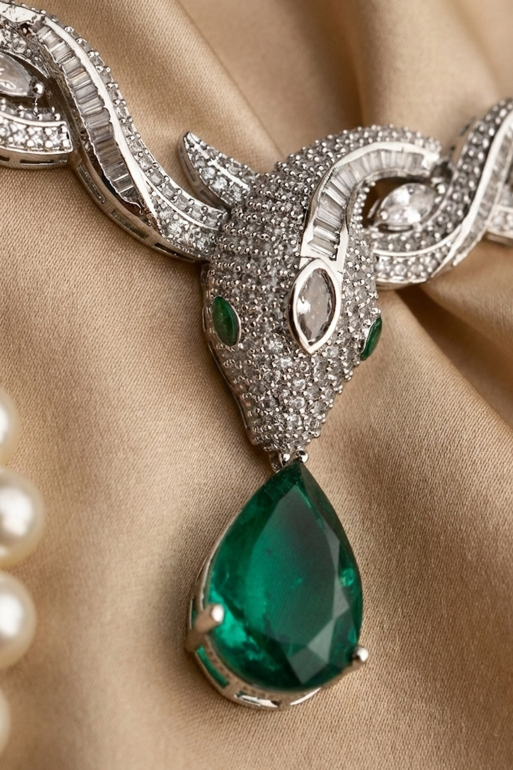 green diamond white gold necklace