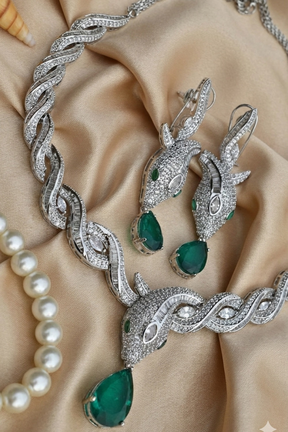 serpantile cubic zirconia necklace earrings set