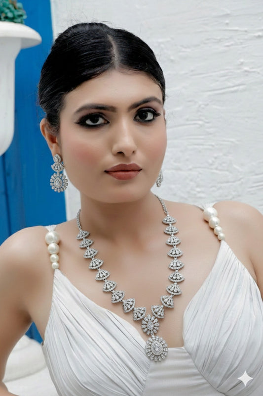 cz necklace earrings set