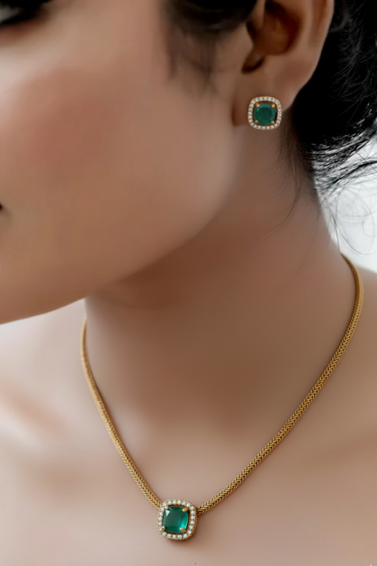 delicate fashion jewellery chain pendant earrings set